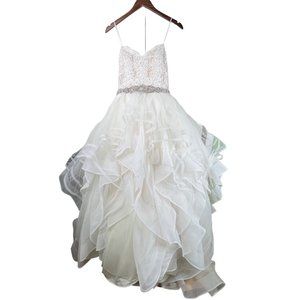 Morilee Madeline Gardner Beaded Strapless Lace Ruffled Wedding Ballgown US 10
